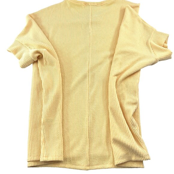Andree By Unit Womens Ribbed Knit Top 1X/2X Polyester Blend Yellow - Picture 5 of 5